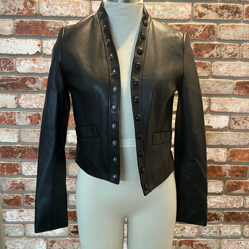 vintage designer black leather jacket